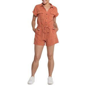 NEW Nicole Miller Home Braided Rope Tie Romper - linen/lyocell Ginger Spice 362s